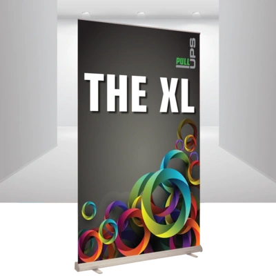 A Huge Roller Banner Display Standing 3 Metres Tall